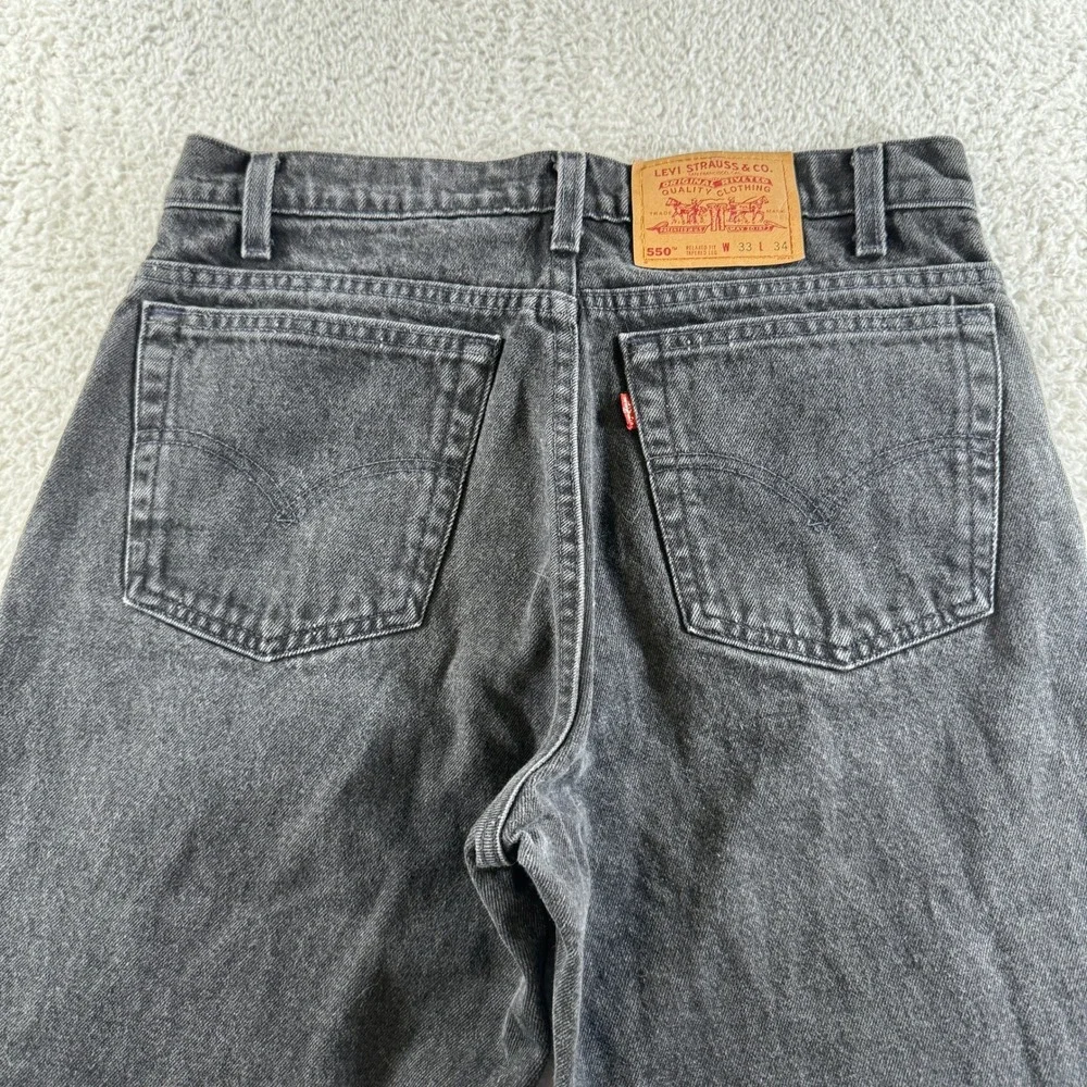 Vintage Levi's 550 Mens 33x34 Tag 32x34 Fit Black Relaxed Tapered Jeans Made USA